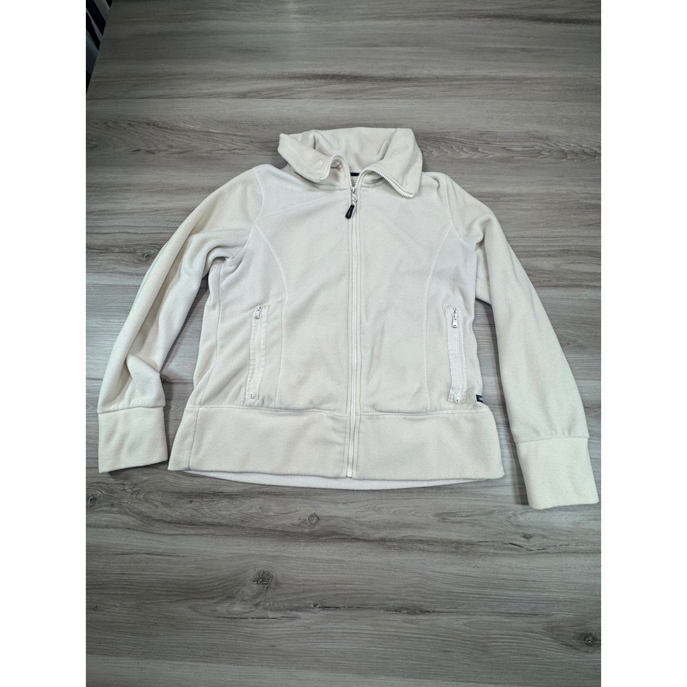 Calvin Klein Performance‎ Womens Fleece Jacket Full Zip Stand Collar white Large